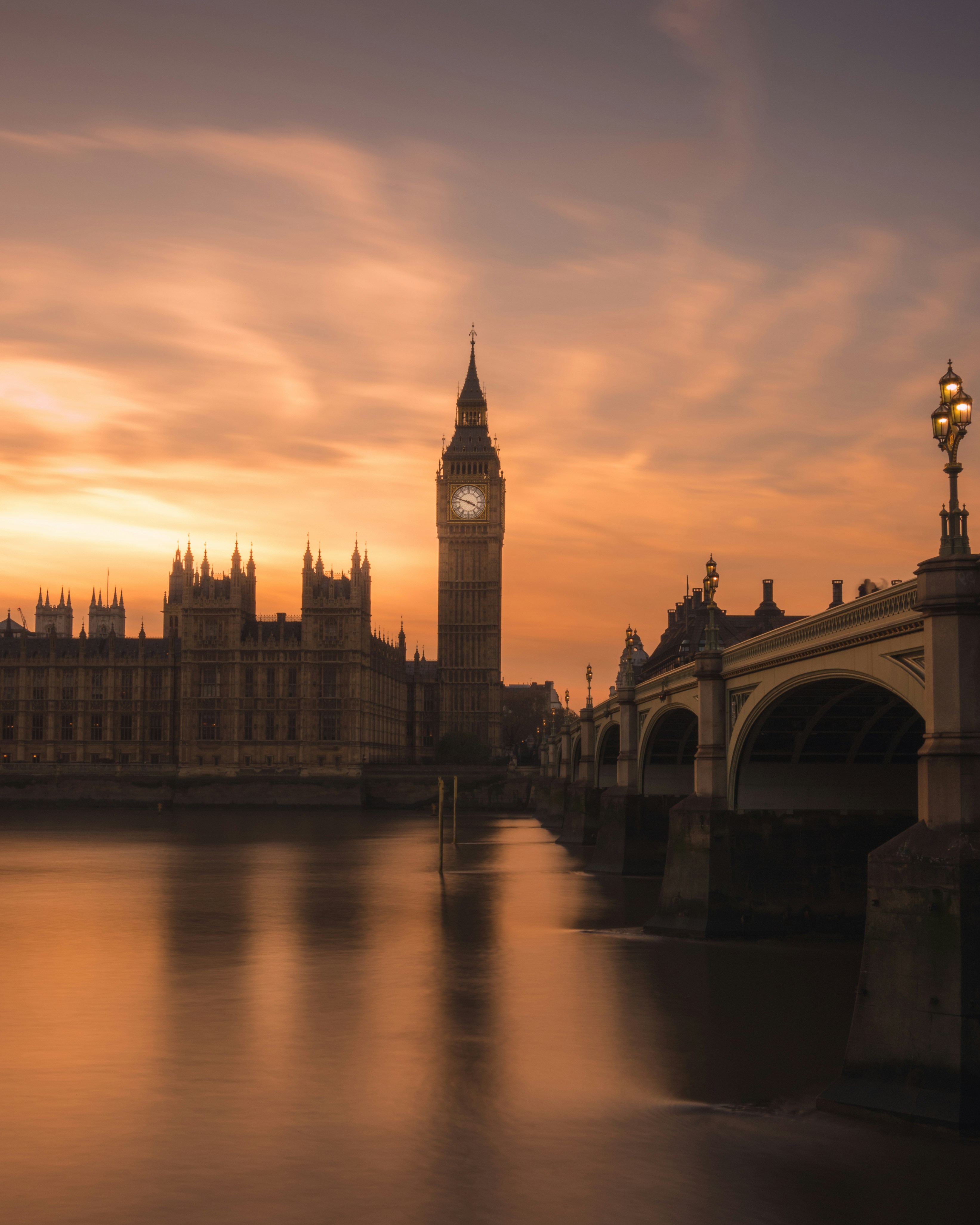 London parliament sunset