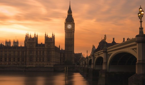 London parliament sunset