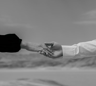 Husband and wife holding hands